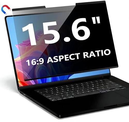 YBTFBG Magnetic 15.6 Inch 16:9 Laptop Privacy Screen Filter | Removable Laptop Privacy Filter Shield and Anti Glare Protector, Compatible with HP Dell Acer Asus Samsung Lenovo ThinkPad