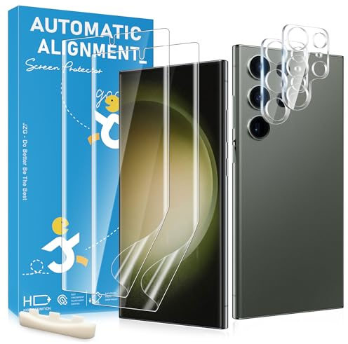 2 Pièce Protection écran pour Samsung Galaxy S23 Ultra 5G [Non-Verre], 2 Pièce Verre Trempé d'objectif, Facile Installer Positionneur, Compatible avec d'empreintes, Ultra définition, Sans Bulles