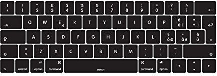 MiNGFi Copritastiera Silicone italiano per MacBook Pro 13 A1706/A1989/A2159 (2016–2020), Pro 15 A1707/A1990 (2016–2019) EU/ISO - Nero