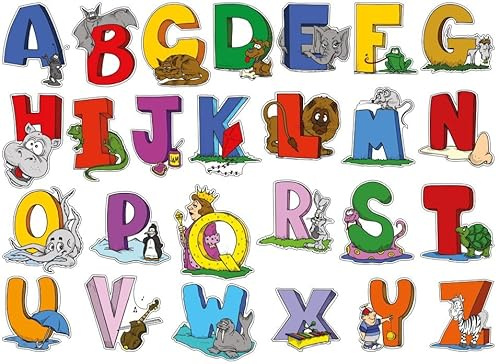 Kleine Wanddekoration Briefe für Schüler der ersten Klasse und große Lehrer - 26 animierte englische Buchstaben Decals für ein spannendes Klassenzimmer oder ein lustiges Kinderzimmer