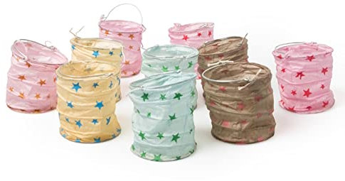 kadoh Papier-Lampions (10 St.) • Lichtertüten in Pastell mit Sternen • Partydeko für Hochzeit, Weihnachten, Fasching • Größe S
