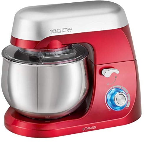 Robot de repostería - Amasadora de pan - Robot amasador - Robot de repostería profesional - Robot multifunción Bomann KM6009CB Robot amasador 1000 Watts Batidora/Amasadora/Batidora 5 Litros Rojo