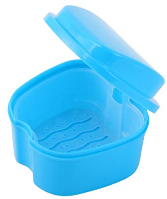 Healifty Prothesenbox Prothese Box Prothese Box Box Falsche Zähne Aufbewahrungskiste Box mit Sieb (Sky-blau) Zahnspangengummis
