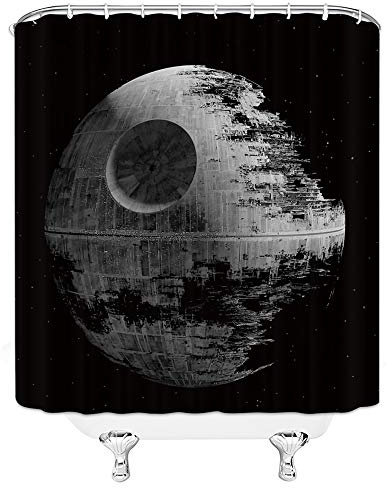 qianliansheji Star Wars Duschvorhang Todesstern Duschvorhang Schwarzer Horror, wasserdichter Stoff, 177 x 177 cm (Multi 8072)