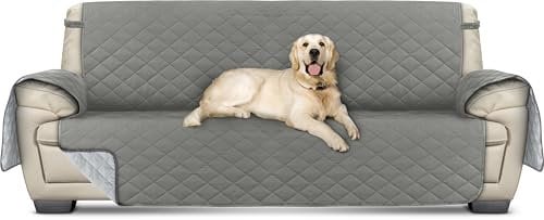 Utopia Bedding Wasserbweisend Sofa überzug 3 Sitzer rutschfeste Reversible sofabezug für heimtiere mit elastischen Gurten Sofaschoner (Grau)