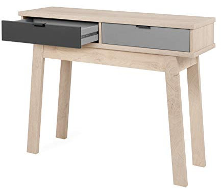EPIK Konsolentisch Eiche Endgrain und grau | Konsolentisch für das Esszimmer, Wohnzimmer, Flur und Diele | Wandtisch 110 x 85 cm
