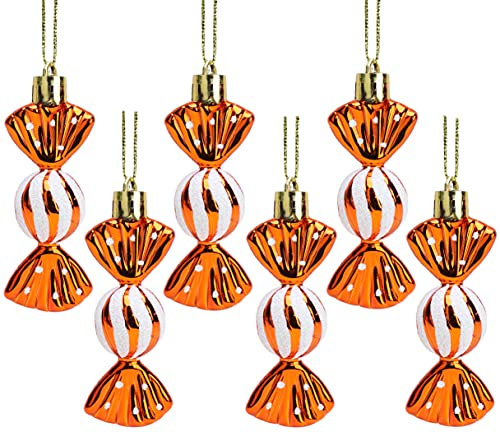 Christmas Concepts® Pack of 6-8cm Mini Sweet Shaped Baubles – Shiny & Glitter Decorated – Christmas Tree Decorations (Copper)