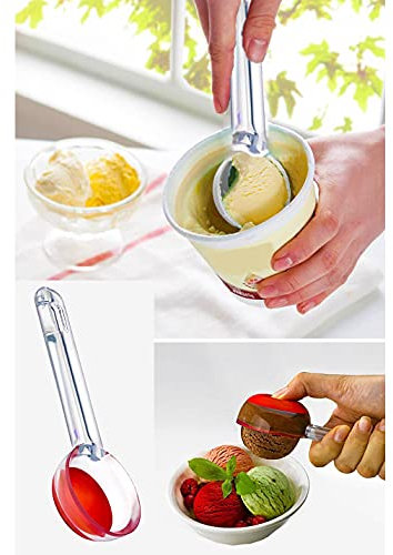 Set 3 Push & Serve ICE Cream Scoop -Easy Release, Frozen Desserts, Cookie Dough, Rice, Meatballs, Silicone Push, BPA Free (3)