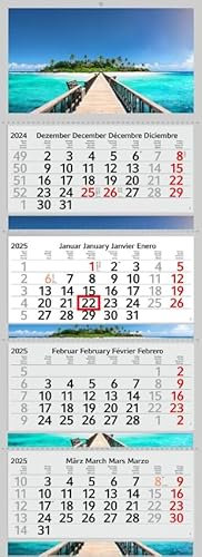 XXL 4 Monatskalender 2026 Malediven Trauminsel mit 3/4 Monate Foto Kalender Strand Motiv Meer Wandkalender ohne Werbung Fotokalender Bürokalender Motivkalender Mehrblockkalender (4 Monatskalender)