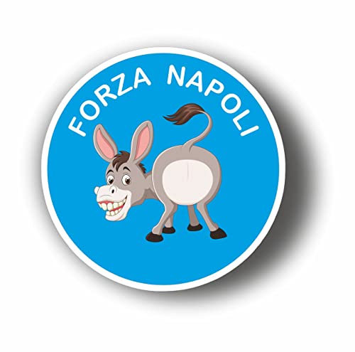 AMA SHOP Adesivo Sagomato Forza Napoli ciuccio| supporters calcio Napoli | Adesivi per Auto | Sticker per Casco, Moto, Camper | Adesivo in PVC con fondo bianco per Decalcomania Parete, Murale