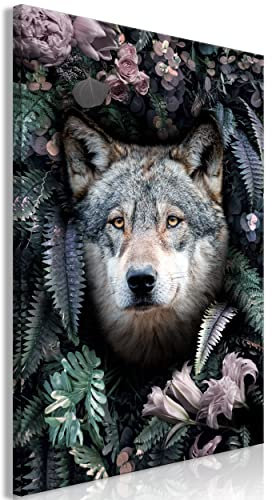 decomonkey Bilder Wolf Abstrakt 40x60 cm 1 Teilig Leinwandbilder Bild auf Leinwand Vlies Wandbild Kunstdruck Wanddeko Wand Wohnzimmer Wanddekoration Deko Modern Tiere Natur Rosen Blätter Vintage