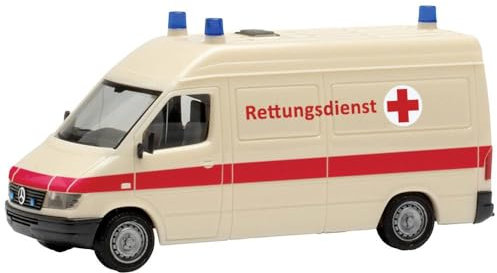 herpa 097031 Mercedes-Benz Sprinter `96 RTW Rettungsdienst Modell Auto Miniaturmodelle Kleinmodell Sammlerstück Detailgetreu, Mehrfarbig
