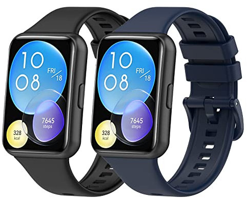 MIJOBS 2 Piezas Correas Compatible con Huawei Watch Fit 2 Correa de Repuesto, Transpirable, Impermeable, Sport, Pulseras de Silicona, Accesorios para Relojes