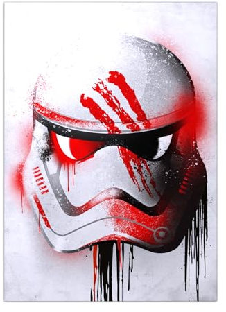 Displate Star Wars Metal Poster Magnetische Befestigung Offiziell Lizenziert Bilder Helmets Graffiti - Finn Stormtrooper Graffitti Helmet Poster Größe - 32x45cm