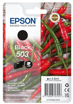 Epson Original 503 Tinte Chili Singlepack schwarz Standard, XP-5200 XP-5205 WF-2960DWF WF-2965DWF, ReadyPrint Flex-Tintentarife
