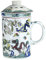 Tazza da tè in ceramica con coperchio + colino per tè sfuso con motivo cinese, set regalo (drago) tazza in porcellana per gli amanti del tè in confezione regalo idea regalo Asia Cina Asia Tazza