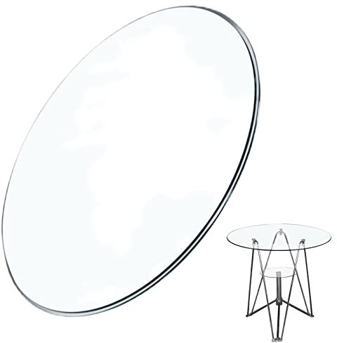 V3VOGUE Cristal Redondo Tablero De Mesa, Bandeja De Vidrio para Mesa Comedor, 40cm 50cm 65cm 70cm 80cm 90cm 100cm Transparente Vidrio Templado, para Decorar Y Cristal Manteles