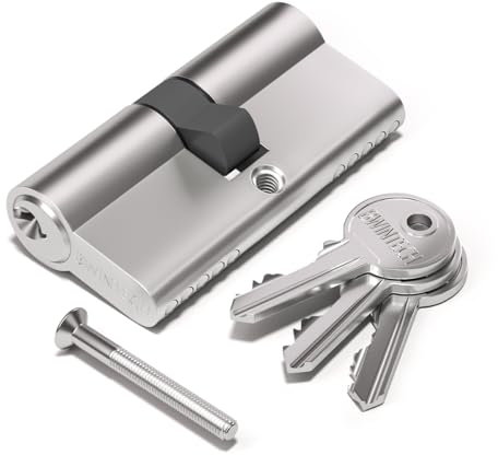 Bwintech 95 mm (45/50) Zylinderschloss aus satiniertem Nickel mit 3 Standardschlüsseln Anti-Knack-Sicherung Anti-Druck-Sicherung Anti-Bohrschutz Hohe Sicherheit für Holz und