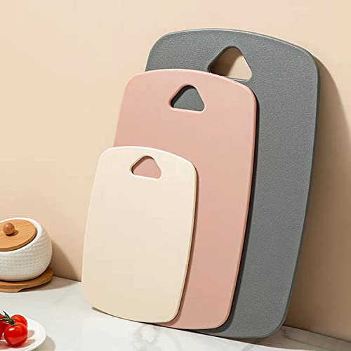 Set di 3 taglieri da cucina in plastica, spessi taglieri per carne, verdura, frutta, con manico facile da impugnare, lavabili in lavastoviglie (rosa, 3 pezzi)