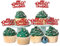 Gyufise 24 Pcs Merry Christmas Cupcake Toppers - Red Glitter Xmas Tree, Deer, Cupcake Picks - Winter Christmas Theme Xmas Holiday Birthday Party Supplies