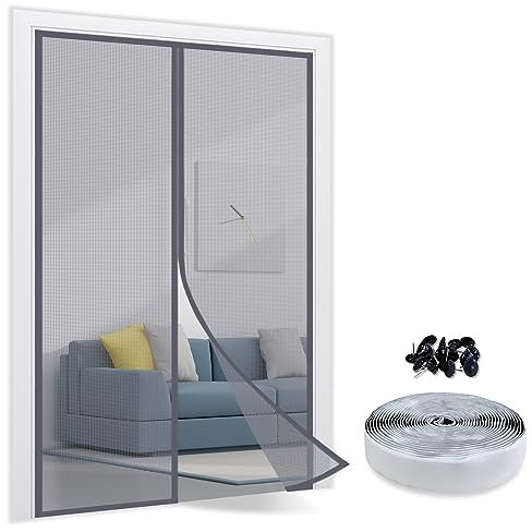 TheFitLife Magnetic Fly Screens for Doors - 100% Fibreglass Fly Mesh Net with Hook and Loop Powerful Magnets That Snap Shut Automatically (81x210cm - Fits Doors up to 76x208cm)