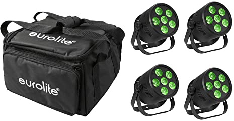 EUROLITE Set 4x LED Silent Par 6 QCL Floor sw + Soft-Bag