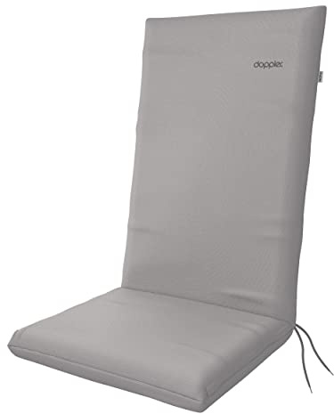 Doppler Auflage Hochlehner Nature Hellgrau I Gartenstuhl-Polster 119x48x6cm aus 100% Polyester I Sitzauflage weich & bequem I Sitzkissen zum Festbinden an Gartenstuhl