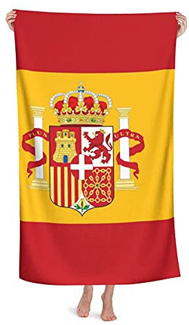 LOUJIN Toalla de playa con bandera de España, toalla de baño grande para adultos, absorbente de secado rápido, manta de playa de 80 x 130 cm