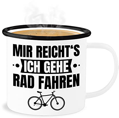 Emaille Becher Blechbecher - Radsport Tassen - Mir reichts ich gehe Rad fahren - Fahrrad Fahrradfahren Geschenk Radfahrer Lustige Radfahren Bicycle - 300 ml - Weiß Schwarz - rennrad radfahrerin