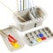 Ksrnsne Paint Brush Washer Bucket Multi-Use Paint Brush Basin with Art Palette and 16 Hole Brush Holder Brush Washing Tool