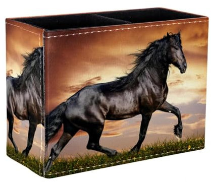 Eslifey Pot à crayons carré pour bureau, pot à crayons en forme de cheval arabe, pot à stylos, support de pinceaux de maquillage, support d'affichage de bureau, organisateur de papeterie pour la