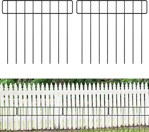 HIHADUUM 9,2 m (L) x 33 cm (H) Tier-Absperrzaun, 21 Stück, Gartenzaun, Metall-Garteneinfassung, kein Graben für Hunde, Kaninchen, Bodenpfähle, Verteidigung und Terrassenzaun-Verlängerung im Freien