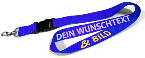 Kiwistar UG - Schlüsselband 25 mm - royal - bedruckt mit Ihrem eigenen Schriftzug und Foto - individuell personalisiert - Lanyards Geschenkartikel Wunschtext