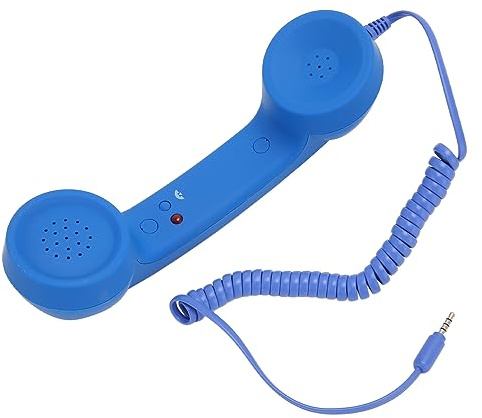 Plyisty 3,5-mm-Retro-Telefonhörer, Retro-Telefonhörer, ABS-Handyhörerempfänger, Strahlungssicher, für Mobiltelefone mit 3,5-mm-Anschluss (Blue)