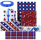 Geschenkpapier mit USA-Flagge, Stern und Streifen, Geschenkpapier mit blauem Band für Unabhängigkeit, Gedenktag, 68 x 51 cm, Blau, Rot, Weiß, 6 Bögen