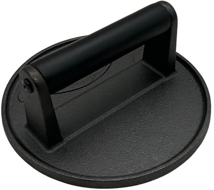 Cast Iron Grill Press - Round Griddle Press Smash Burger Press Flat | Meat Weight Press with Heat Resistant Handle, Barbecue Grilling Tool for Hamburger Patty Meat