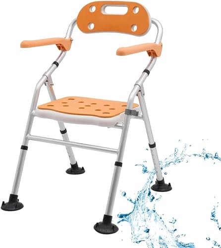 Duschstuhl Für Senioren Mit Lehne Duschhocker Faltbarer Duschsitz Verstellbar Höhe Duschhilfe Badewannensitz Für Senioren, Menschen Mit Behinderungen Badehocker Badsitz