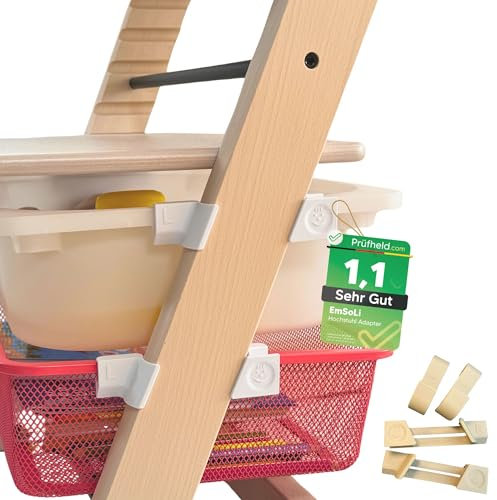 [ TEST SEHR GUT, NOTE 1.1 *] EmSoLi Adapter Hellbraun + 2x Haken für Ikea Trofast Box Korb Drahtkorb, kompatibel mit Stokke Tripp Trapp Baby Hochstuhl, Hochstühle Kinderstuhl Zubehör, Kinder Hoch