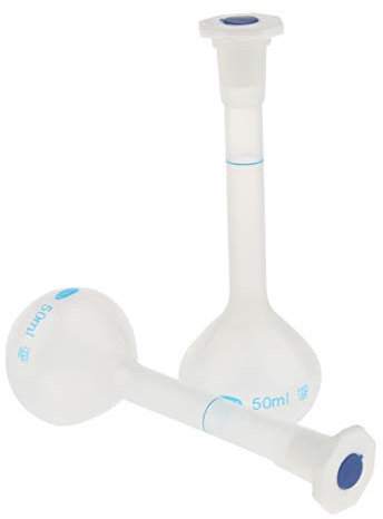 2 Pcs 50ml Plastic Clear Volumetric Measuring Flask, Thick Wall