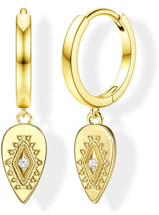 MILACOLATO Dangle Gold Hoop Earrings for Women 18K Gold Silver Dangly Drop Small Hoop Hypoallergenic Huggie Tiny Star Moon EviL Eye Sleeper Cute Earrings Earings for Women Ladies