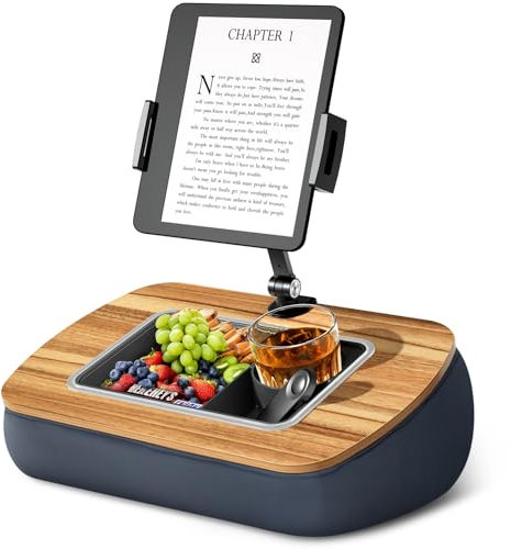 ERGONOV Lap Beanbag Tablet Pillow Stand,Adjustable iPad Holder with Snack Bowl,360° Rotating Clip for 4.7-13 Kindle,Phone,Tablet.Ideal for Hands-Free Reading and Relaxation on Bed,Couch,Recliner,Gray