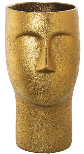 Alexandra House Living Goldene Vase, Keramik, Gesicht, 21 x 19 x 39 cm