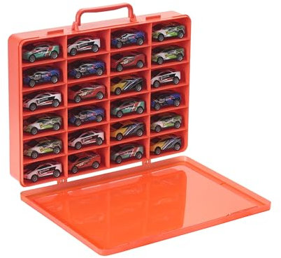 Risou Toy Storage Case for Hot Wheels, Matchbox, 5 Surprise Mini Brand Series - Toy Organizer with 24 Compartments (Box Only), Red