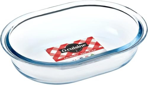 Ôcuisine® Oval Pie Dishes Glass Pie Dishes Extreme Resistance | Oven Safe - Freezer Safe - Microwave Safe | Borosilicate Glass | Made in France (Oval Pie Small 19x14x4cm)