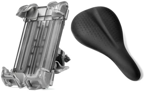 Delta Cycle Fahrradhalterung und HexAir Racing Peloton-Sitzkissen-Set – Hefty+ Fahrradhalterung für Lenker passend für jedes Handy oder iPhone Plus Fahrradsitzbezug mit innovativer Hexair-Technologie