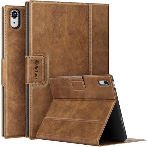 Antbox PU Leder Hülle für iPad 10. Generation 10,9 Zoll 2022 mit stifthalter Pencil Halter Auto Schlaf/Wach Funktion Smart Schutzhülle (Braun)