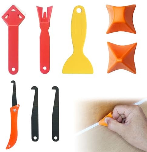 8Pcs Silicone Caulking Tool, Silicone Sealant Tool, Reusable Caulking Tool Kit, Silicone Applicator Tool Finishing for Kitchen, Bathroom