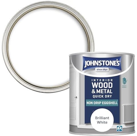 Johnstone's - Interior Wood and Metal Paint - Eggshell Finish - Brilliant White - 750 ml - Quick Drying - Non Drip Water Based Formula