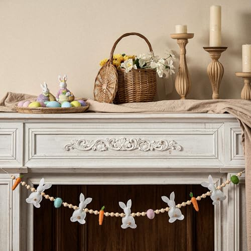 Easter Bunny Carrots Eggs Garland Hanging Banner for Home Tree Table Door Spring Easter Party Decorations 1 Metre‌ (Multicolour)
