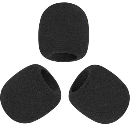 Filtro anti-pop per microfoni Shure SM58 SM58S SM58LC SM58-CN SM58-X2U SM48 Beta-58A, copertura in schiuma per filtrare gli oplosivi, sibilanti e altri rumori ambientali (confezione da 3, nero)